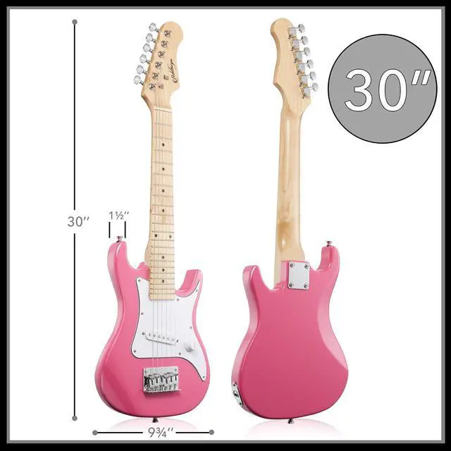 Alt view image 3 of 7 - 30-inch Kids Electric Guitar Beginner Kit with Amplifier (Pink), Basic Starter Package w/Gig Bag, Strings, Strap, Picks