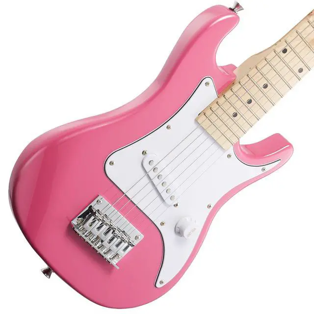 Alt view image 4 of 7 - 30-inch Kids Electric Guitar Beginner Kit with Amplifier (Pink), Basic Starter Package w/Gig Bag, Strings, Strap, Picks