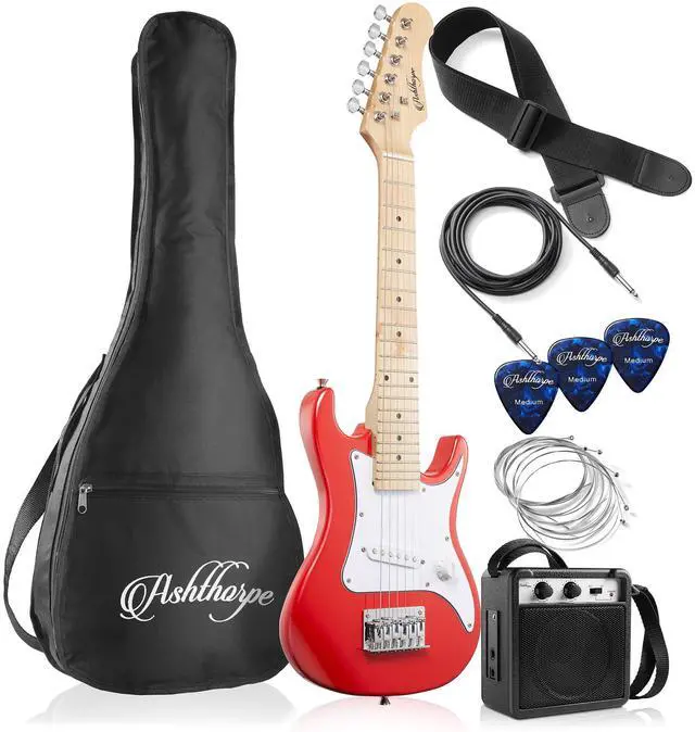 Main image of 30-inch Kids Electric Guitar Beginner Kit with Amplifier (Red), Basic Starter Package w/Gig Bag, Strings, Strap, Picks