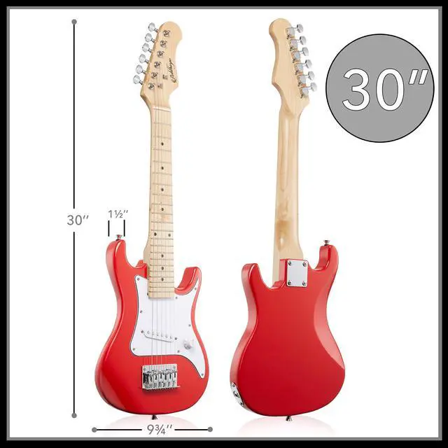 Alt view image 3 of 7 - 30-inch Kids Electric Guitar Beginner Kit with Amplifier (Red), Basic Starter Package w/Gig Bag, Strings, Strap, Picks