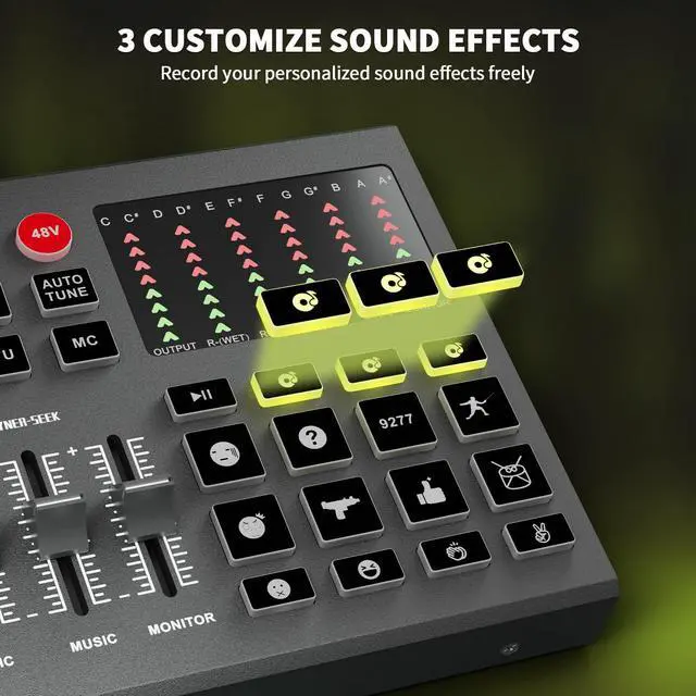 Alt view image 4 of 7 - Podcast Equipment Bundle for 2, Audio Interface Mixer with Condenser Microphones, Noise Cancellation, Voice Change, 48V Phantom for Podcasting, Streaming, Recording, Gaming, TikTok, PC, Phone (V1)