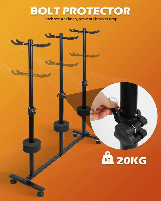 Alt view image 3 of 6 - 6 Adjustable Guitar Stand Holder - Heavy Duty Floor Stand for Acoustic, Electric, Bass, Banjos - Folding Multi-Holder FH-S6 Black