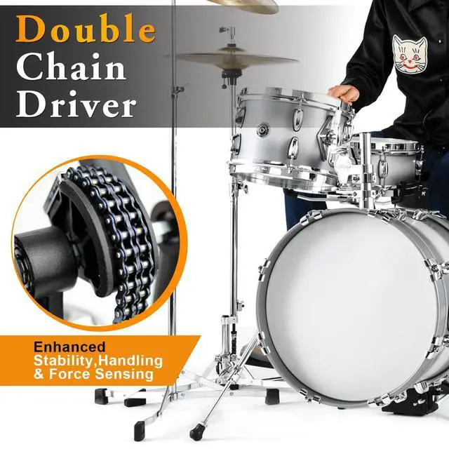 Alt view image 4 of 7 - Double Bass Drum Pedal Kick Drum Pedal Double Chain Drive Adjustable Beater Head Pedals Drum Step On Hammer,Foot Percussion Hardware,Bass Pedal For Drum Set Bass Pedal Drum Accessories