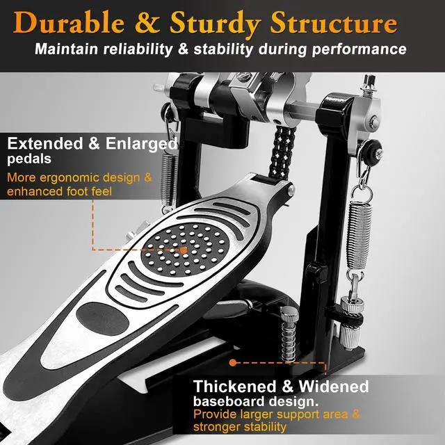 Alt view image 2 of 7 - Double Bass Drum Pedal Kick Drum Pedal Double Chain Drive Adjustable Beater Head Pedals Drum Step On Hammer,Foot Percussion Hardware,Bass Pedal For Drum Set Bass Pedal Drum Accessories