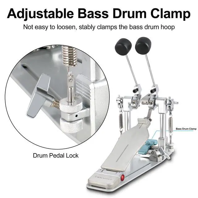 Alt view image 5 of 7 - Double Bass Drum Pedals Direct Drive Bass Drum Pedal Kick Drum Pedal with Two-Sided Beater Non-Slip Footplate Upgrade Double Kick pedal Set for Drum Set and Electronic Drums Beginner Drummers