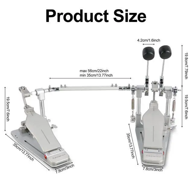 Alt view image 6 of 7 - Double Bass Drum Pedals Direct Drive Bass Drum Pedal Kick Drum Pedal with Two-Sided Beater Non-Slip Footplate Upgrade Double Kick pedal Set for Drum Set and Electronic Drums Beginner Drummers