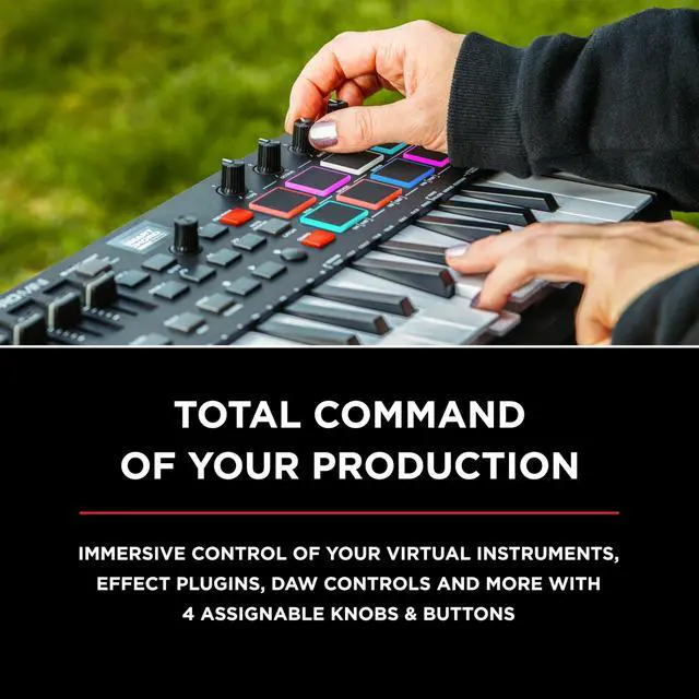 Alt view image 3 of 7 - Oxygen Pro Mini 32 Key USB MIDI Keyboard Controller with Beat Pads and HDH40 Over Ear Studio Headphones