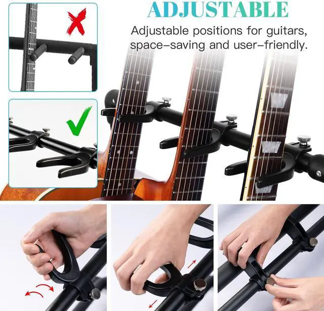 Alt view image 2 of 6 - Multi Guitar Rack Stand Foldable Universal Display Rack Portable Guitar Holder for Band Stage Bass Acoustic Guitar -3 Holder GGS-12