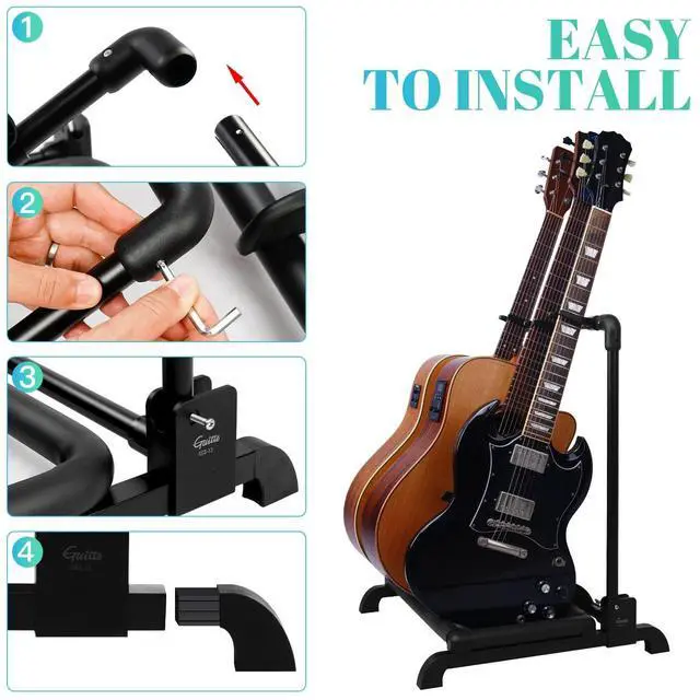 Alt view image 3 of 6 - Multi Guitar Rack Stand Foldable Universal Display Rack Portable Guitar Holder for Band Stage Bass Acoustic Guitar -3 Holder GGS-12