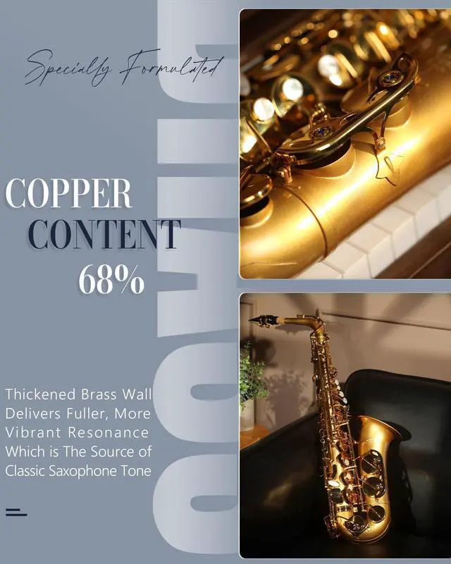 Alt view image 3 of 7 - Handcrafted E-Flat Alto Saxophone: Matte Gold Brass Body with Warm, Rich Tone, Secure Air Seal, Smooth 23-Key System, Includes Reeds Premium Leather Case & Saxophone Cleaning Kit (CH-EG)