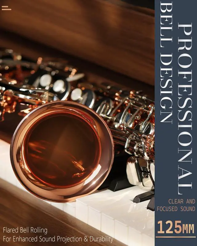 Alt view image 4 of 7 - Handcrafted E-Flat Alto Saxophone: Phosphor-Copper Body with Warm, Rich Tone, Secure Air Seal, Smooth 23-Key System, Includes Reeds, Premium Leather Case and Saxophone Cleaning Kit (CH-FTC)
