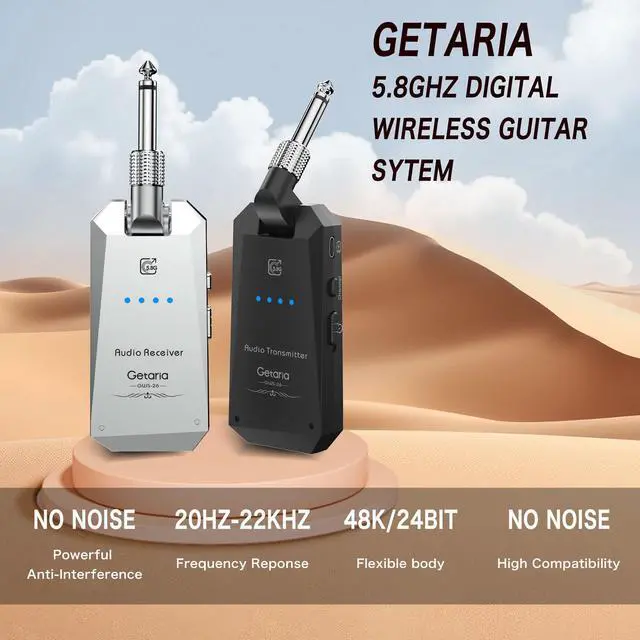 Alt view image 3 of 7 - 5.8Hz Guitar Wireless System Anti-Interference Instrument 4Channels Wireless Transmitter Receiver Digital Audio Cordless System Bass For Electric Guitars Bass GWS-26-TYPE C Charge