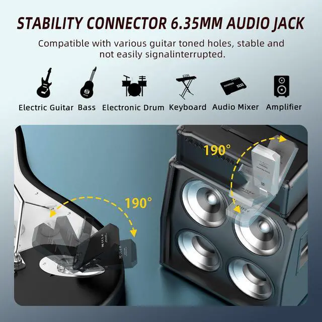 Alt view image 7 of 7 - 5.8Hz Guitar Wireless System Anti-Interference Instrument 4Channels Wireless Transmitter Receiver Digital Audio Cordless System Bass For Electric Guitars Bass GWS-26-TYPE C Charge