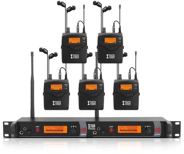 Main image of RW2080 Wireless in Ear Monitor System,5 Bodypacks UHF IEM(572-599Mhz) | Wireless IEM System,2*40 Frequencies,300Ft Range,Mono Dual Channel Stage Monitoring for Musicians,Singers,Band,Studio,Church