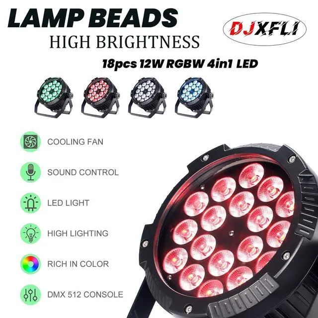 Alt view image 7 of 7 - Outdoor Waterproof Par Lights, IP65 Stage Light, LED Uplights with DMX512 Sound Activated, DJ Lighting for Christmas Event Party Wedding Disco (2, 4 Colors Mixed)