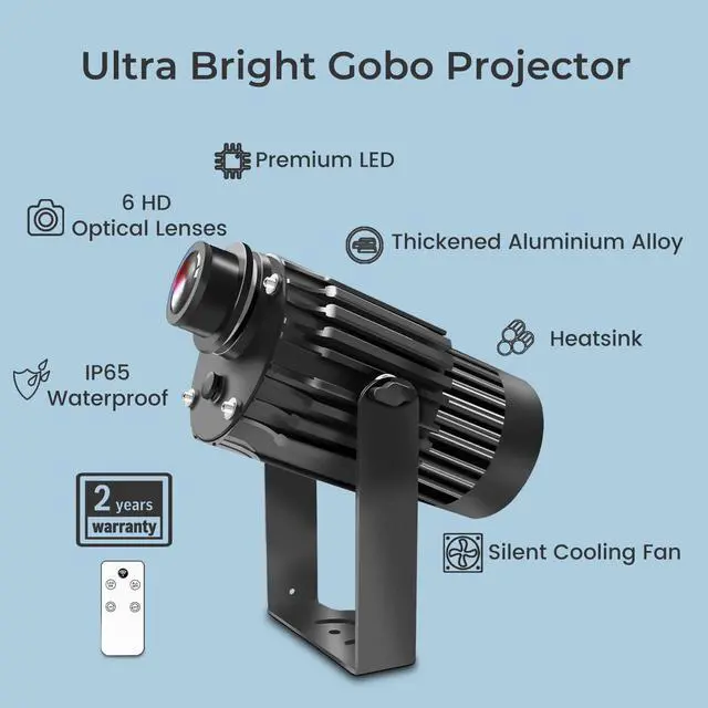 Alt view image 4 of 7 - 100W Logo GOBO Projector for Business, IP65 Waterproof Rotational with Dual Cooling System Outdoor LED Light, DJ Effect Light with Remote Control and Glass Lens for Indoor and Outdoor Use
