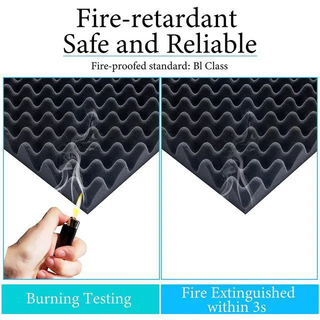 Alt view image 5 of 7 - High Density Acoustic Foam Panel, 6 Pack 48 x 24 x 2 Inch Thick Egg Crate Soundproof Foam Panels for Walls, Sound Deadening