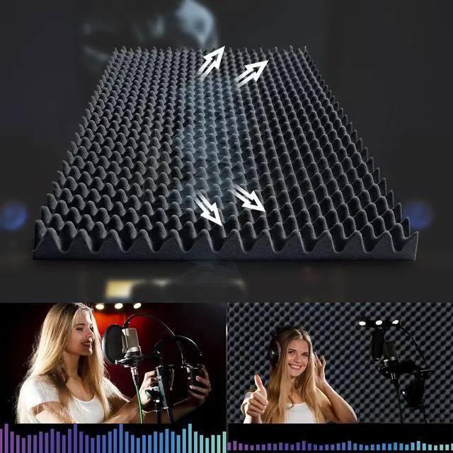 Alt view image 6 of 7 - High Density Acoustic Foam Panel, 6 Pack 48 x 24 x 2 Inch Thick Egg Crate Soundproof Foam Panels for Walls, Sound Deadening