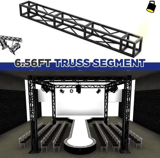 Alt view image 5 of 7 - Square 8" x 8" Box Truss Black Trussing Aluminum Lighting Stage Truss with Hardware, 500 Pounds Load Capacity(2m Long)