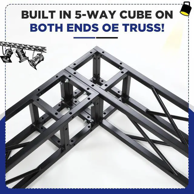 Alt view image 4 of 7 - Square 8" x 8" Box Truss Black Trussing Aluminum Lighting Stage Truss with Hardware, 500 Pounds Load Capacity(2m Long)