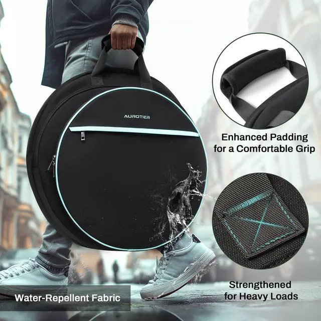 Alt view image 4 of 7 - 22" Cymbal Bag, Water-Resistant Cymbal Case with Thick Padded Dividers, Cymbal Backpack and Carry Handles for Drum Cymbals and Accessories