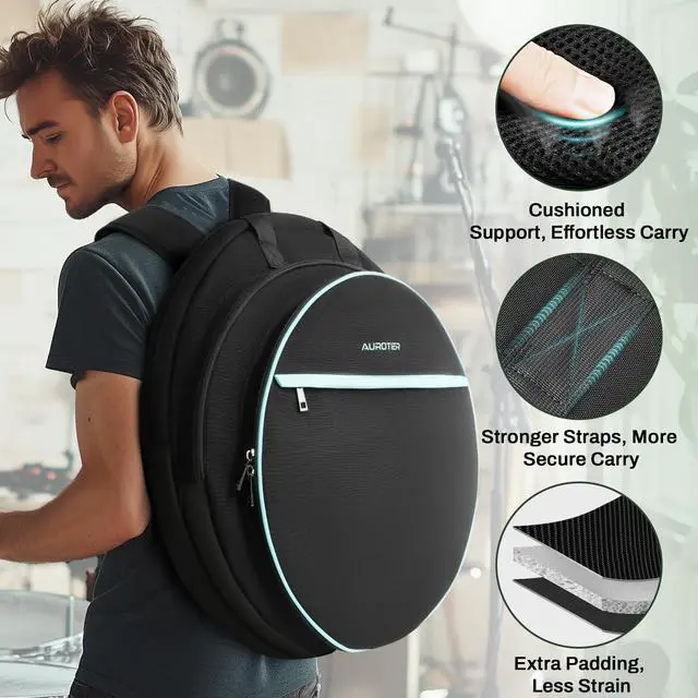 Alt view image 5 of 7 - 22" Cymbal Bag, Water-Resistant Cymbal Case with Thick Padded Dividers, Cymbal Backpack and Carry Handles for Drum Cymbals and Accessories