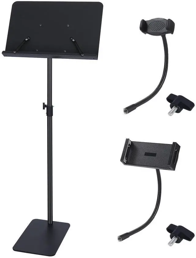 Main image of Professional Orchestra Sheet Music Stand, Adjustable Height Metal Music Book Stand Holder for Digital Piano Keyboard Wind Instruments Guitar Violin Players - w/A Phone & Tablet Holder