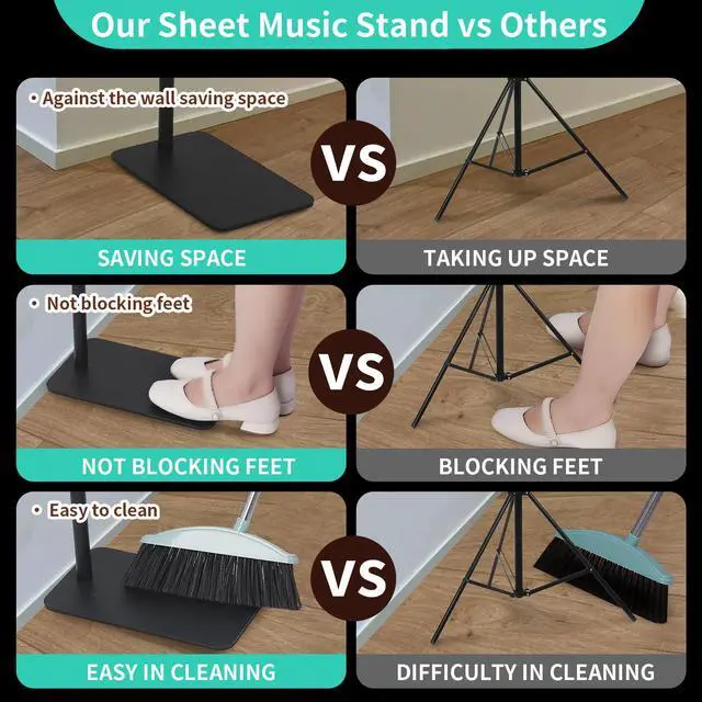 Alt view image 3 of 7 - Professional Orchestra Sheet Music Stand, Adjustable Height Metal Music Book Stand Holder for Digital Piano Keyboard Wind Instruments Guitar Violin Players - w/A Phone & Tablet Holder