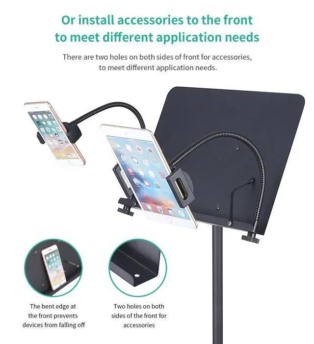 Alt view image 7 of 7 - Professional Orchestra Sheet Music Stand, Adjustable Height Metal Music Book Stand Holder for Digital Piano Keyboard Wind Instruments Guitar Violin Players - w/A Phone & Tablet Holder