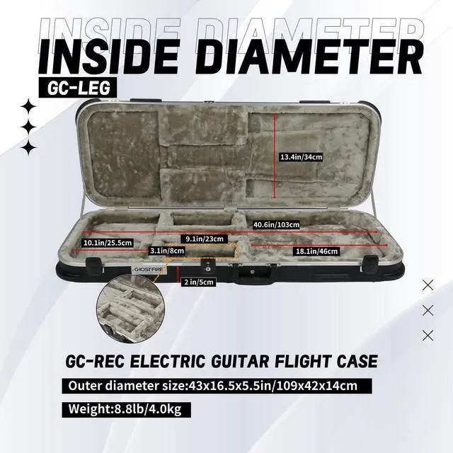 Alt view image 3 of 7 - Electric Guitar ABS Hard Plus Case for ST/TL/JAG, GC-LEG Black | Portable Hard-Shell Case With Lock, Super Thick Case Fit for Guitar, Soft Velvet Lining Suitable Inner Design