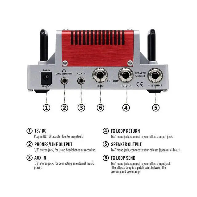 Alt view image 5 of 6 - Heart Attack Mini Guitar Amplifier Head, 5 Watt