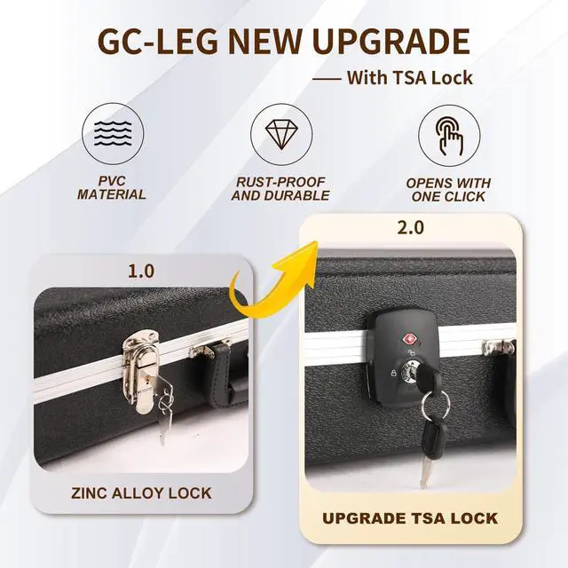 Alt view image 4 of 7 - Electric Guitar ABS Hard Plus Case for ST/TL/JAG, GC-LEG Black | Portable Hard-Shell Case With Lock, Super Thick Case Fit for Guitar, Soft Velvet Lining Suitable Inner Design
