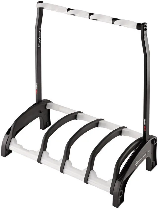 Main image of Konig & Meyer 17534.016.00 Guardian 3+1 Guitar Stand | Holds 4 - One Acoustic/Three Electric Guitars Rack-Style | Protective Supports | Space Saver | Adult/Youth Musicians | Black / Translucent f