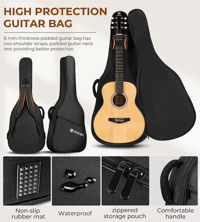 Alt view image 7 of 7 - 3/4 Steel-String Acoustic Guitar, 36 Inch Acustica Guitarra Starter Bundle with Gig Bag Tuner Capo for Beginner Adult Teen, Natural