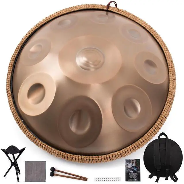 Main image of Handpan Drum 19 Inch for Beginners 10 Notes - Hand Pan Drum(Gold) | Hand Drum D Minor Kurd 432Hz Professional Hand Pan,Handpan Instrument,Premium Steel Drum