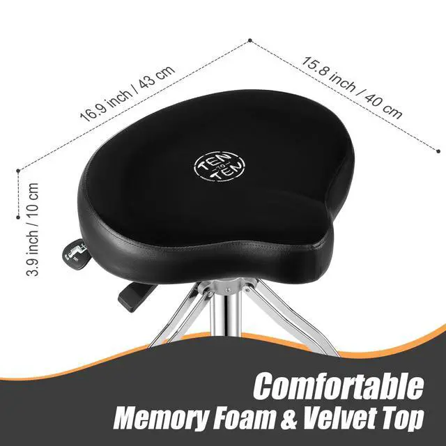 Alt view image 2 of 7 - Drum Throne with Backrest,Drum Stool for Adults|Hydraulic Drum Throne with 45°Angle Adjustable Back,Heavy Duty Drum Seat for Professional Drummers