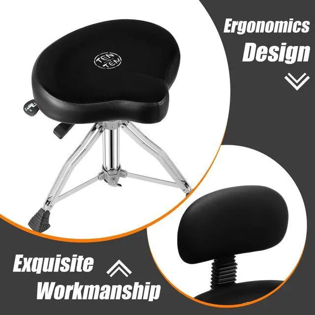 Alt view image 5 of 7 - Drum Throne with Backrest,Drum Stool for Adults|Hydraulic Drum Throne with 45°Angle Adjustable Back,Heavy Duty Drum Seat for Professional Drummers