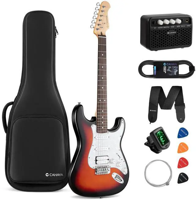 Main image of Electric Guitar Kit 39in - Full Size Electric Guitar Kit for Beginner Starter Poplar Solid Body with 10W Amplifier, Gig Bag, Strap, Tuner, Cable, String, Picks