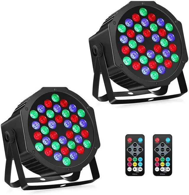 Main image of Battery Powered Stage Par Lights: 36W RGB Rechargeable Par Can 2Pack - 6 to 15Hours Working Time - Remote DMX Control Uplights for Event Chruch Wedding Mobile DJ Party Music Dance Band Club Live Show