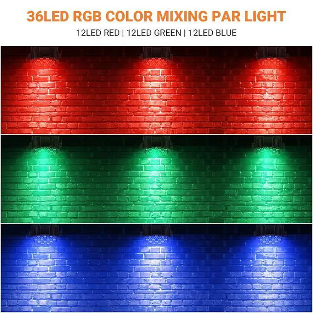 Alt view image 5 of 7 - Battery Powered Stage Par Lights: 36W RGB Rechargeable Par Can 2Pack - 6 to 15Hours Working Time - Remote DMX Control Uplights for Event Chruch Wedding Mobile DJ Party Music Dance Band Club Live Show