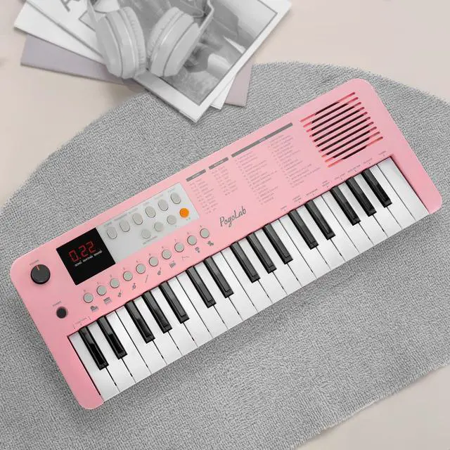 Alt view image 2 of 7 - MK1 37 Keys Kids Keyboard Piano, Mini Portable Multi-Function Piano with Excellent Sound Quality, Built-In Speaker & LED Display, Small Electric Music Keyboard Gift for Beginners (Pink)