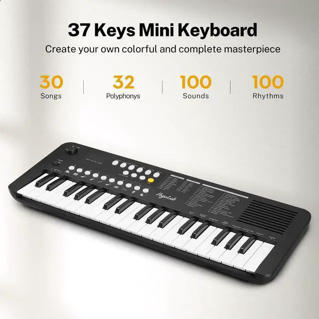 Alt view image 3 of 7 - MK1 37 Keys Kids Keyboard Piano, Mini Portable Multi-Function Piano with Excellent Sound Quality, Built-In Speaker & LED Display, Small Electric Music Keyboard Gift for Beginners (Black)