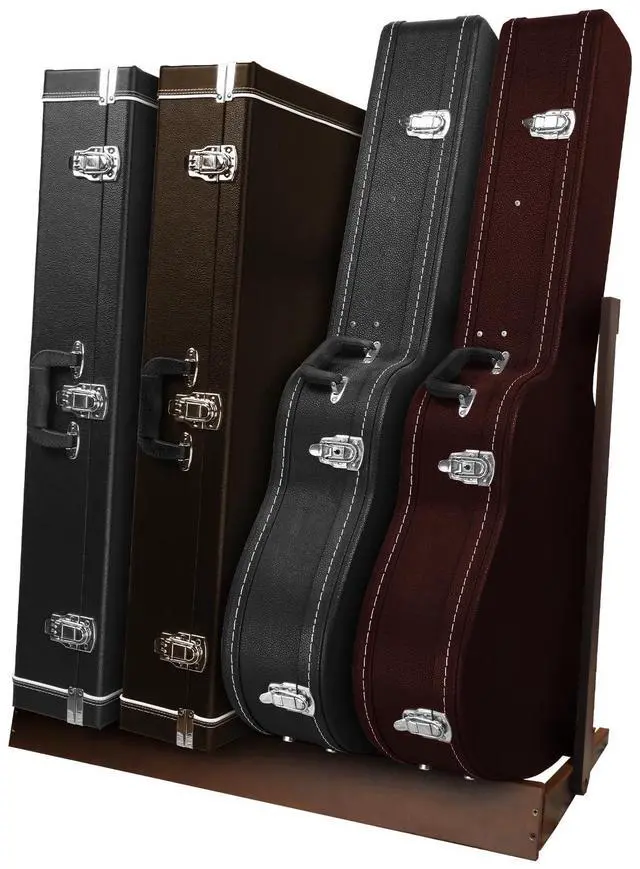 Main image of Guitar Case Stand, Multi-Instrument Hardwood Rack for Hardshell Cases, Foldable & Space-Saving Storage for Home Studio, Dark Walnut Grain Finish SMT-20C