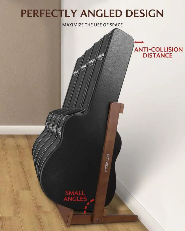 Alt view image 4 of 7 - Guitar Case Stand, Multi-Instrument Hardwood Rack for Hardshell Cases, Foldable & Space-Saving Storage for Home Studio, Dark Walnut Grain Finish SMT-20C