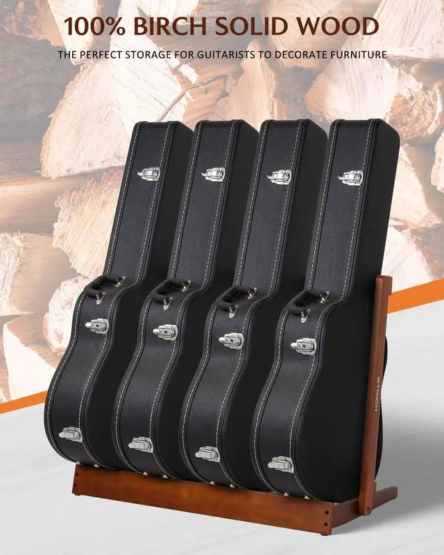 Alt view image 5 of 7 - Guitar Case Stand, Multi-Instrument Hardwood Rack for Hardshell Cases, Foldable & Space-Saving Storage for Home Studio, Dark Walnut Grain Finish SMT-20C