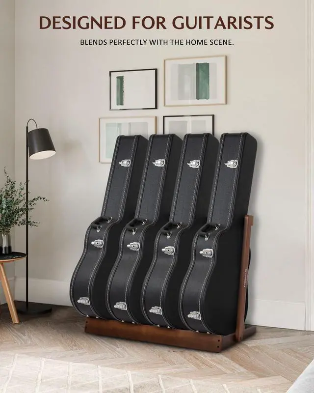Alt view image 7 of 7 - Guitar Case Stand, Multi-Instrument Hardwood Rack for Hardshell Cases, Foldable & Space-Saving Storage for Home Studio, Dark Walnut Grain Finish SMT-20C