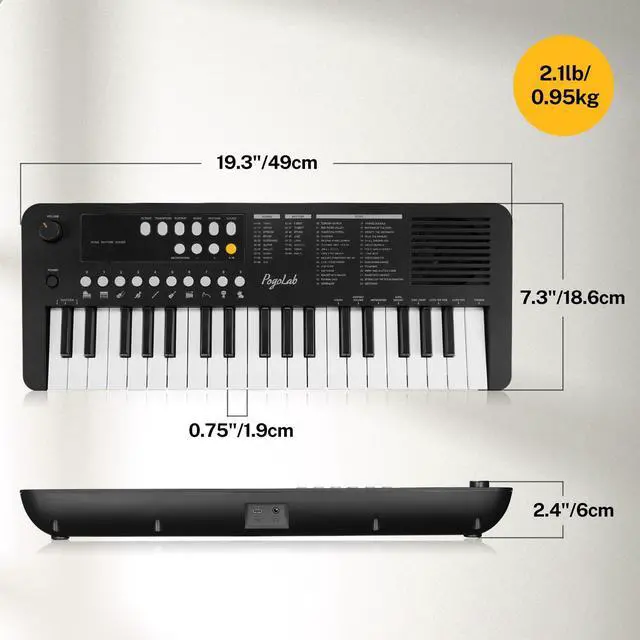 Alt view image 7 of 7 - MK1 37 Keys Kids Keyboard Piano, Mini Portable Multi-Function Piano with Excellent Sound Quality, Built-In Speaker & LED Display, Small Electric Music Keyboard Gift for Beginners (Black)