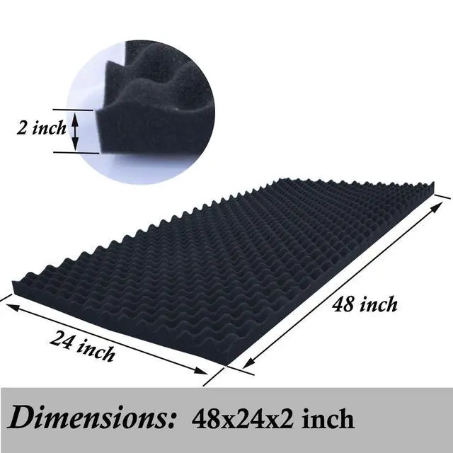 Alt view image 4 of 5 - 4 Pack Sound Proof Foam Panels for Walls,48x24x2 Inch Egg Acoustic Foam Panel,High Density Fire Resistant Soundproof Foam for Home,Studio,Reducing Noise & Echo