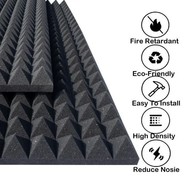 Alt view image 2 of 5 - 4 Pack Acoustic Foam,48x24x2 Inch Sound Proof Panel for Walls,High Density Fire Resistant Soundproof Panels for Home,Studio,Reducing Noise & Echo