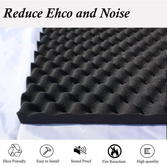 Alt view image 3 of 5 - 4 Pack Sound Proof Foam Panels for Walls,48x24x2 Inch Egg Acoustic Foam Panel,High Density Fire Resistant Soundproof Foam for Home,Studio,Reducing Noise & Echo